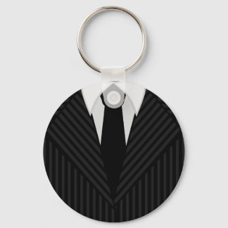 Llavero Pinstripe Suit and Tie Mens Classic Round Keyring