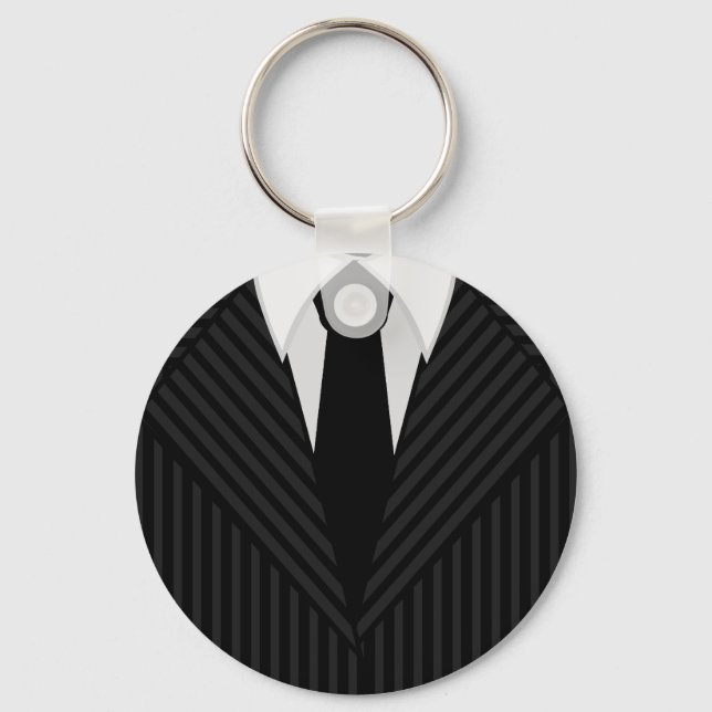 Llavero Pinstripe Suit and Tie Mens Classic Round Keyring (Anverso)