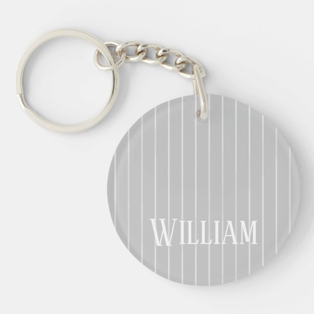 Llavero Pinstripes gris claro personalizado (Frente)