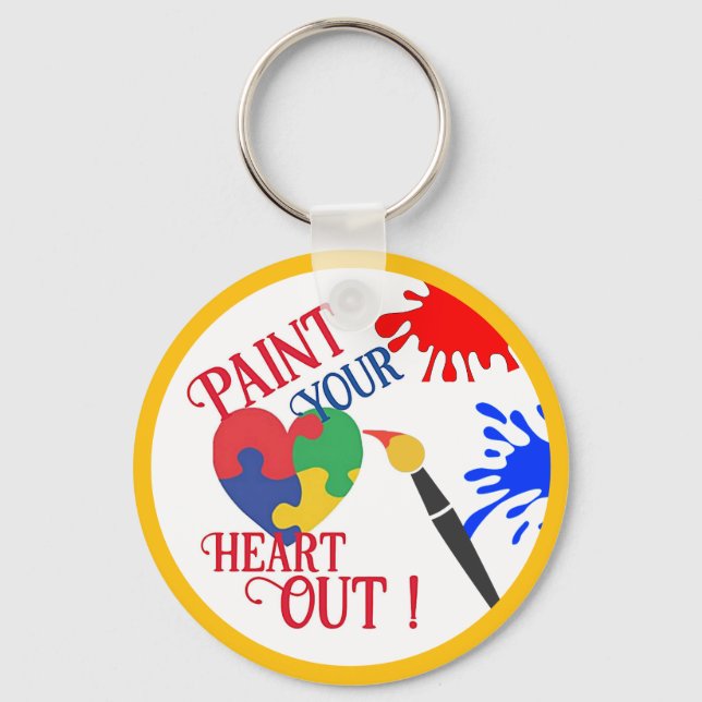 Llavero Pinta tu corazón fuera, Keychain acrílico (Anverso)