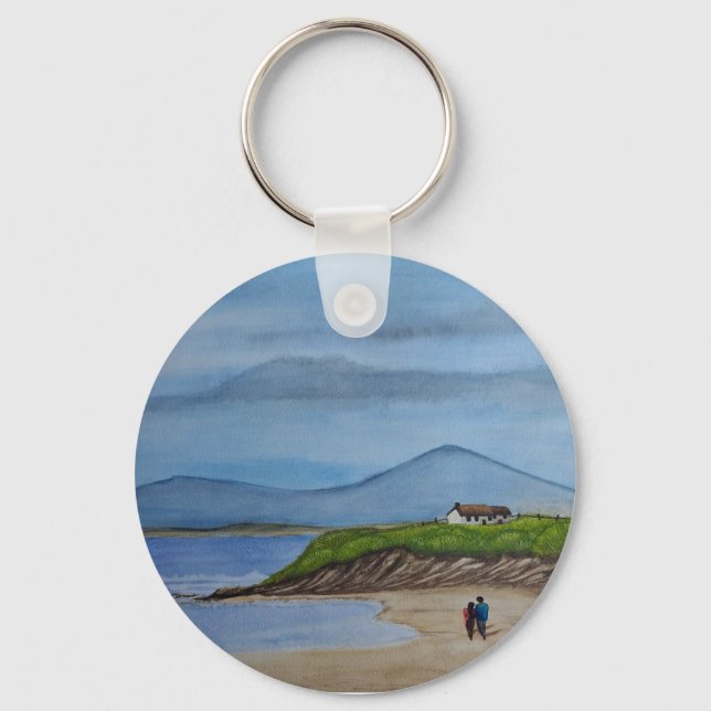 Llavero Pintado acuático de un día romántico en la playa (Anverso)