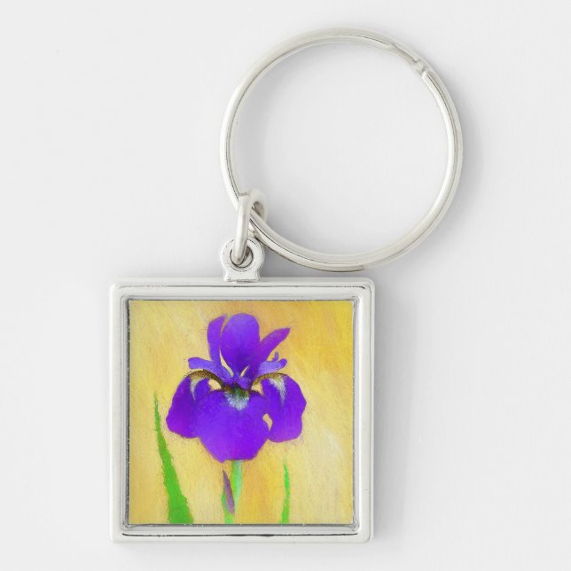 Llavero Pintado de iris morado - Perro original curado A (Frente)