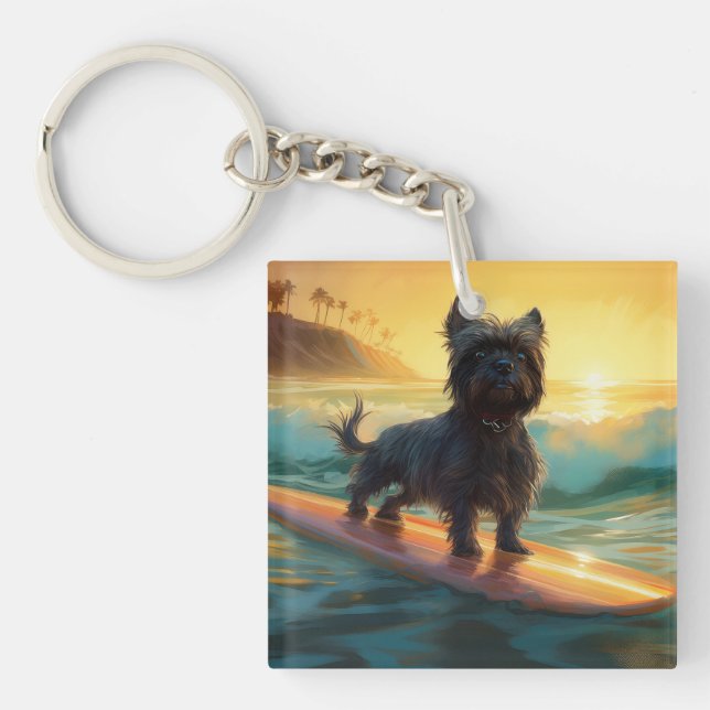 Llavero Pintado de surf Affenpinscher Beach (Frente)