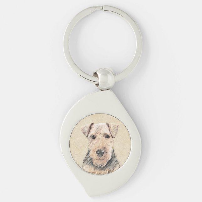 Llavero Pintado de Welsh Terrier - Arte de Perro Original. (Anverso)