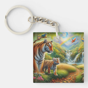 Llavero Pintado pacífico de escenas de la jungla