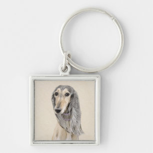 Llavero Pintado Saluki (Amanecer) - Arte Perro Original Cu