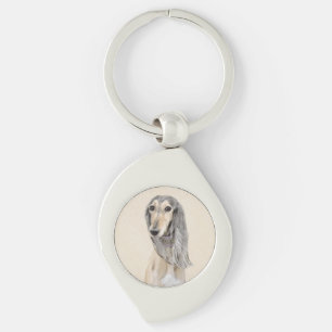Llavero Pintado Saluki (Amanecer) - Arte Perro Original Cu