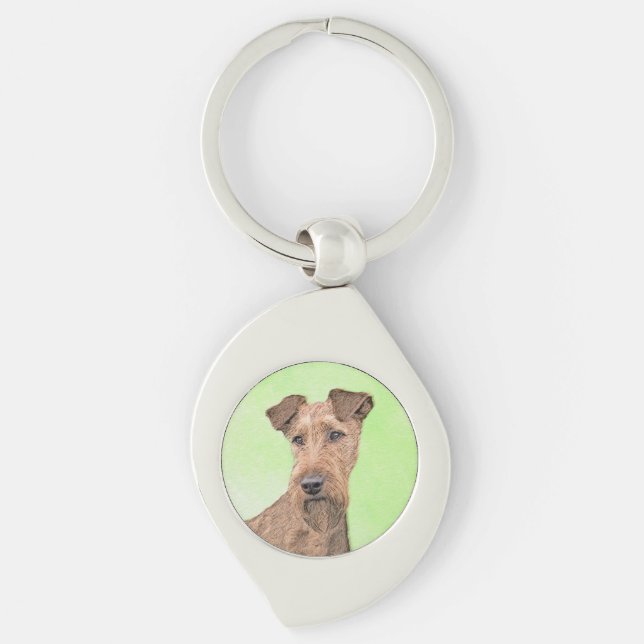 Llavero Pintado Terrier Irlandés - Arte de Perro Original. (Anverso)