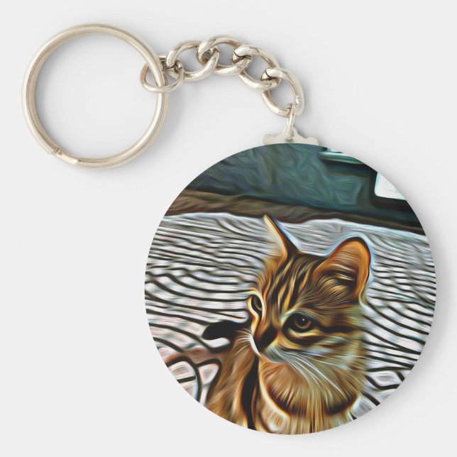 Llavero Pintando un lindo gato (Frente)