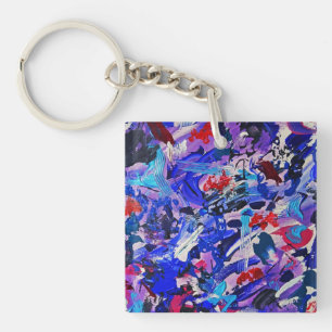 Llavero Pintura abstracta de color azul