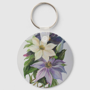 Llavero Pintura acrílica de Lilac Clematis Vine