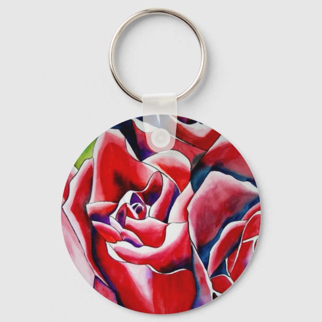 Llavero Pintura acuarela de rosa Roses (Anverso)