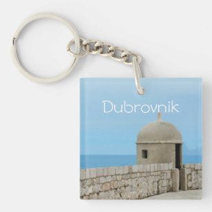 Llavero Pintura acuarela del muro de la ciudad de Dubrovni