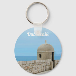 Llavero Pintura acuarela del muro de la ciudad de Dubrovni