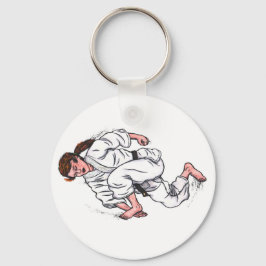 Llavero pintura acuarela karate mujer saltando pateando