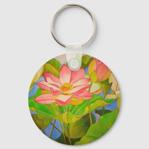 Llavero pintura acuarela rosa Lotus
