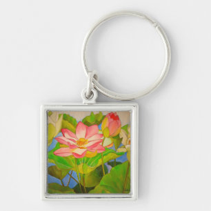 Llavero pintura acuarela rosa Lotus
