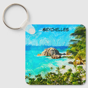 Llavero Pintura al óleo tropical de Seychelles – Isla vibr