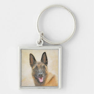 Llavero Pintura belga malinois - Arte original del perro