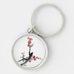 Llavero Pintura china de flores, flor del ciruelo