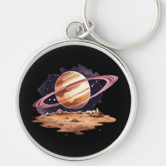 Llavero Pintura de acuarela del planeta Saturno