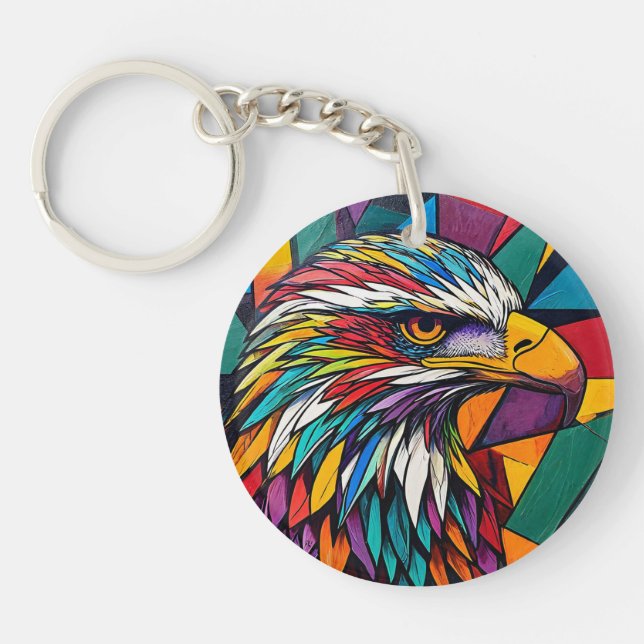 Llavero Pintura de águila colorida (Frente)
