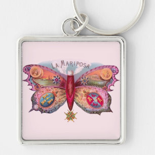 Llavero Pintura de antigüedades de mariposa