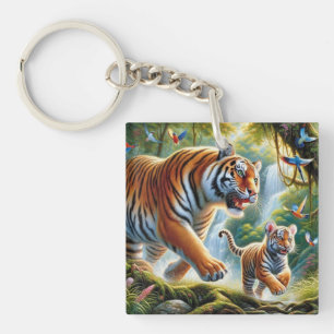 Llavero Pintura de armonía de la jungla tropical