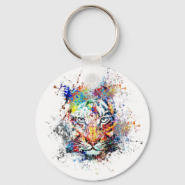 Llavero Pintura de arte abstracta de tigres