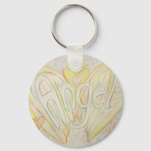 Llavero Pintura de arte de palabras de ángel con cadenas d
