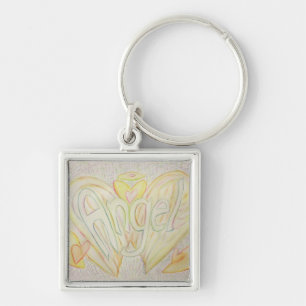 Llavero Pintura de arte de palabras de ángel con cadenas d