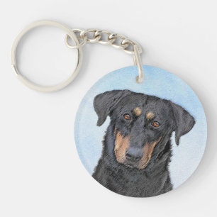 Llavero Pintura de Beauceron - Arte de perros original y b