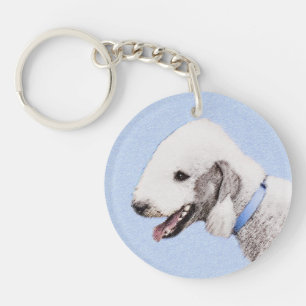 Llavero Pintura de Bedlington Terrier - Original Perro Art