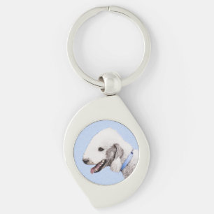 Llavero Pintura de Bedlington Terrier - Original Perro Art