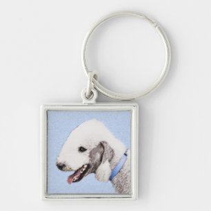 Llavero Pintura de Bedlington Terrier - Original Perro Art