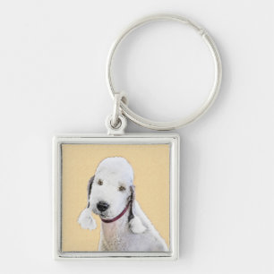 Llavero Pintura de Bedlington Terrier - Original Perro Art