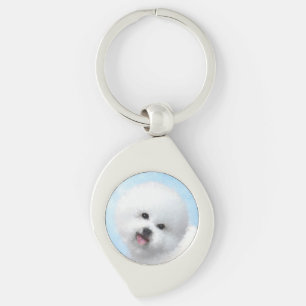 Llavero Pintura de Bichon Frise - Arte de Perro Original.