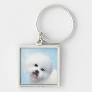Llavero Pintura de Bichon Frise - Arte de Perro Original L