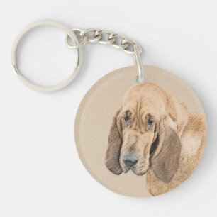 Llavero Pintura de Bloodhound - Arte de perro original lin
