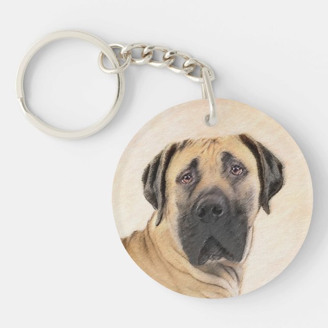 Llavero Pintura de Boerboel - Arte Perro Original Cuto (Frente)