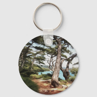 Llavero Pintura de bosque de pino de Pinus pinea
