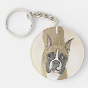 Llavero Pintura de Boxer - Arte de Perro Original Lindo