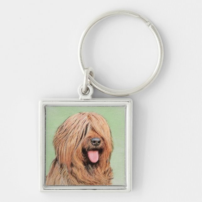 Llavero Pintura de Briard - Arte de Perro Original. (Frente)