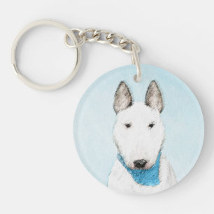 Llavero Pintura de Bull Terrier - Arte de Perro Original.