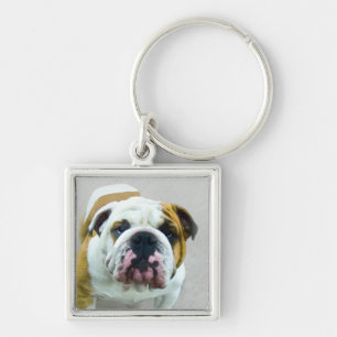 Llavero Pintura de bulldog - Arte de perros original y lin