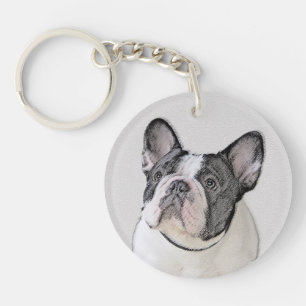 Llavero Pintura de Bulldog francés (Brindle Pied) - Arte d