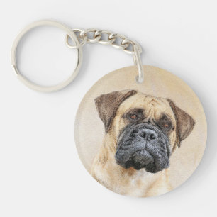Llavero Pintura de Bullmastiff - Arte de Perro Original.