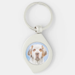 Llavero Pintura de Clumber Spaniel - Arte de Perro Origina