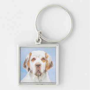 Llavero Pintura de Clumber Spaniel - Arte de Perro Origina
