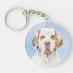 Llavero Pintura de Clumber Spaniel - Arte de Perro Origina